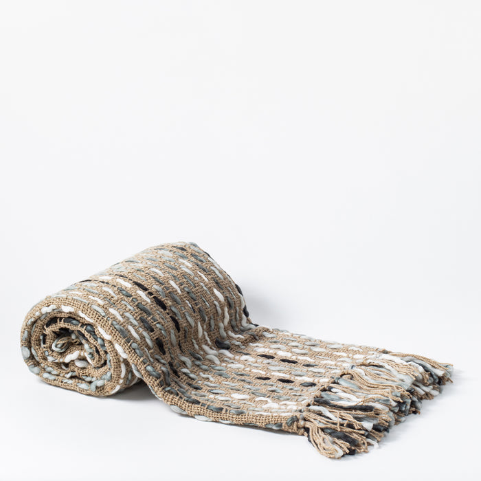 Handwoven Throw - Beige / Greys