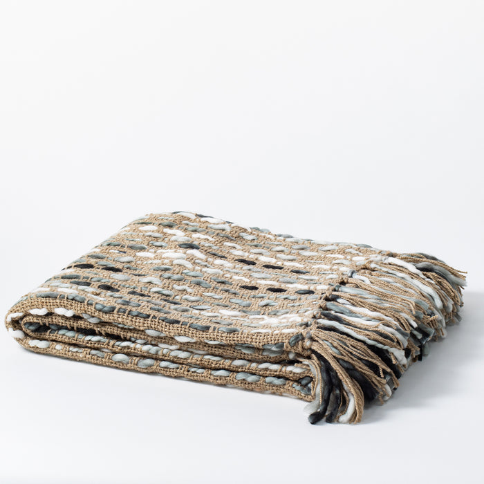 Handwoven Throw - Beige / Greys