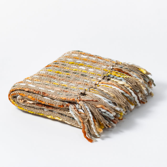 Handwoven Throw - Beige / Tans