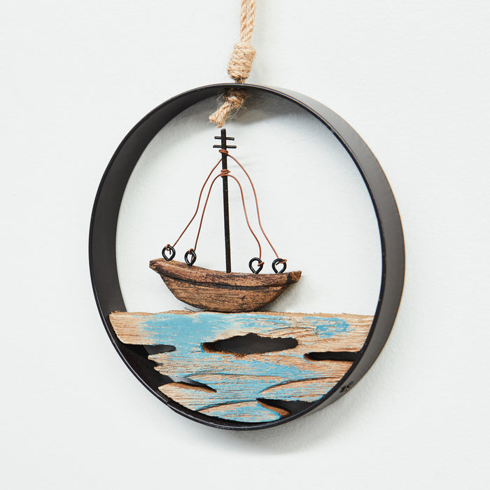 Small Boat in Metal Ring