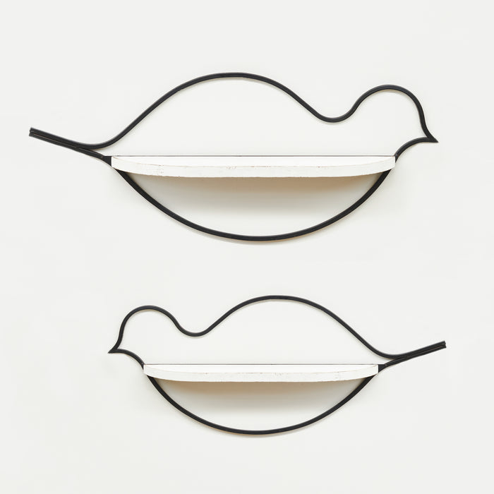 Pair of Bird Outline Wall Shelves