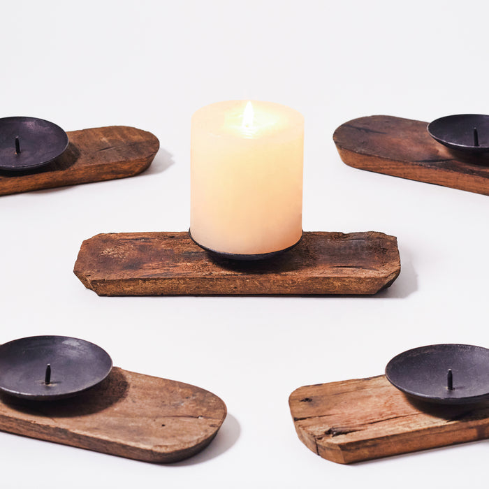 Set of Five Emblem Candleholders