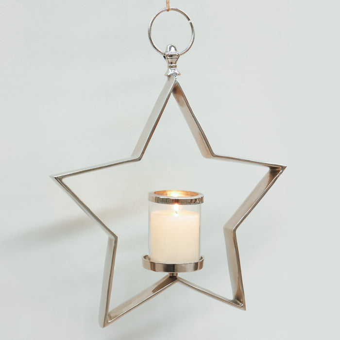 Lg.Star Hang.Candleholder - Nickel