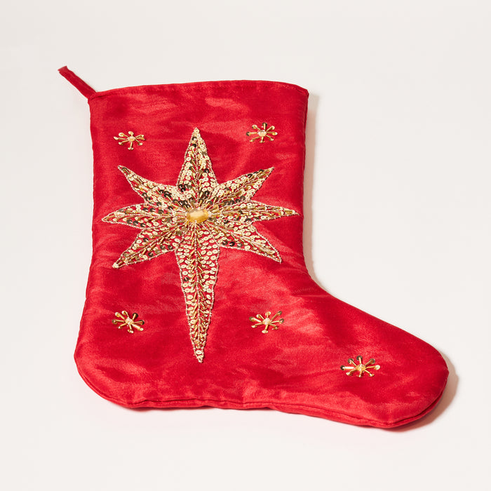 Embroided Stocking - Red / Gold