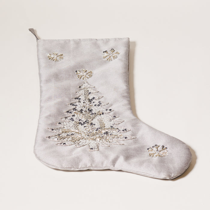 Embroided Stocking-Silver / Silver