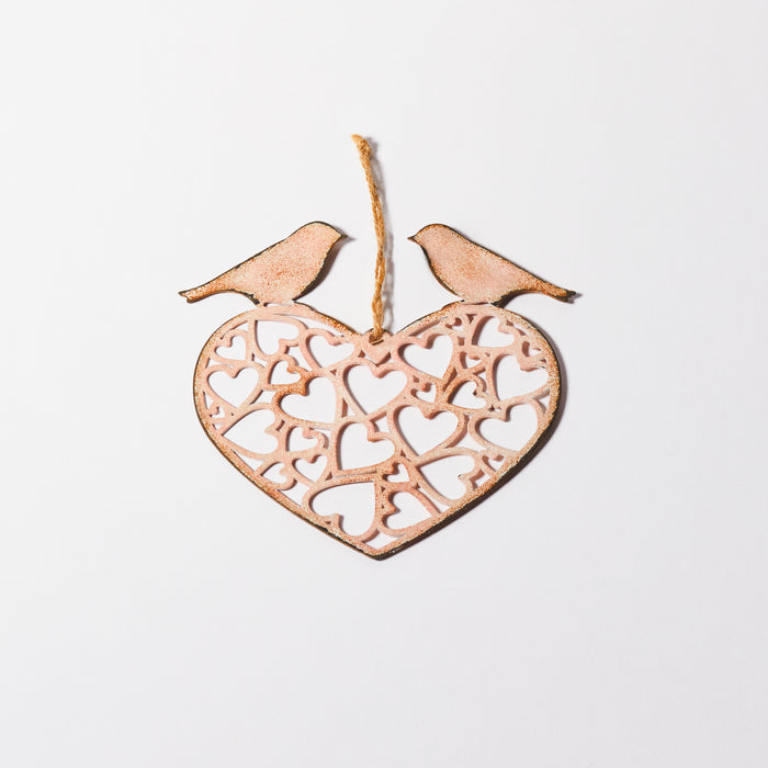 Small Heart/Birds Hanger - Pink