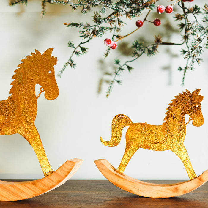 Small Wood/Metal Rocking Horse