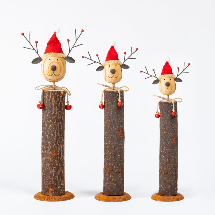 Small Wooden Reindeer on Base