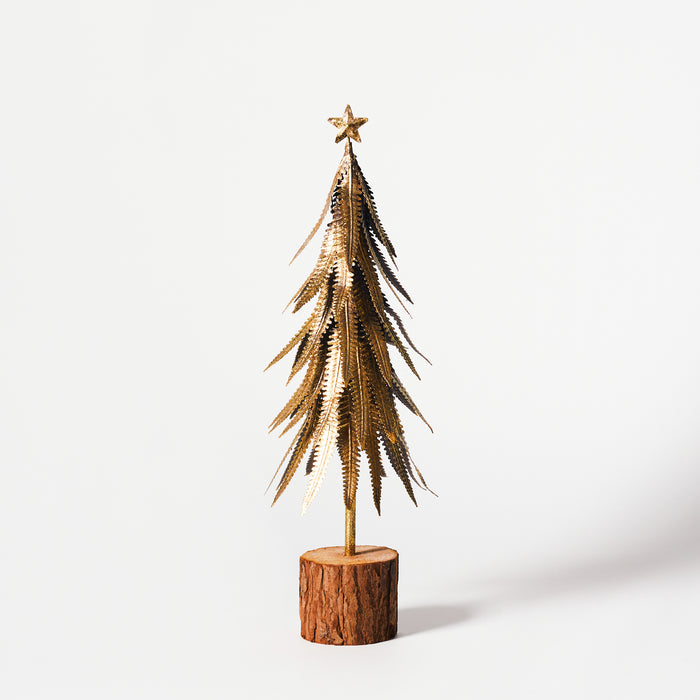 Small Metal Tree on Log Base