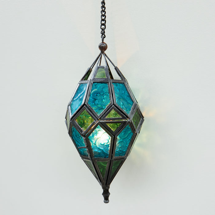 Sm.Hanging Lantern-Green/Turquoise