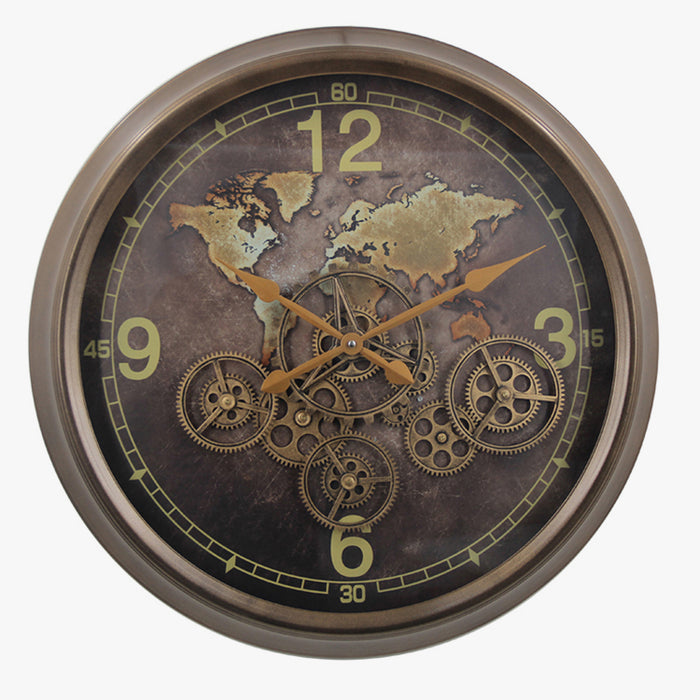 Vintage World Map Clock