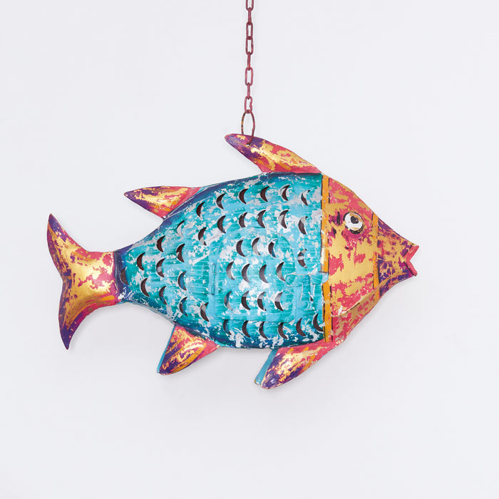 Large Fish Lantern-Silver / Fuchsia