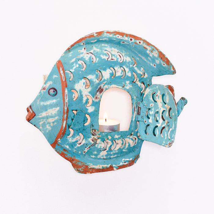 Small Wall Fish Lantern - Turquoise