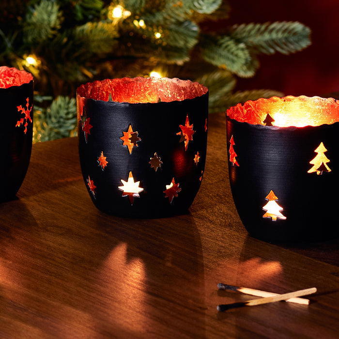 Small Snowflake Votive - Copper