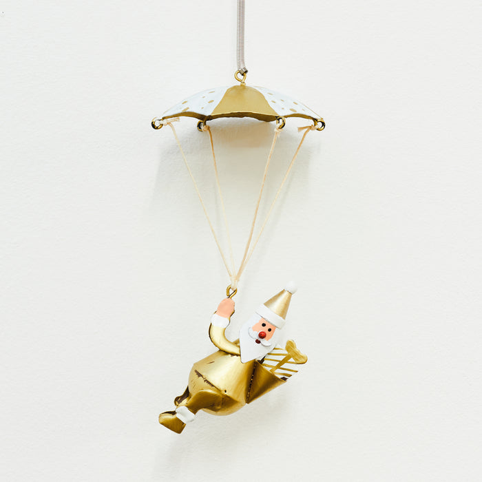 Gold Santa Parachute Spring Hanger