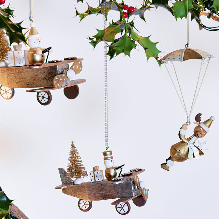 Gold Reindeer Parachute Hanger