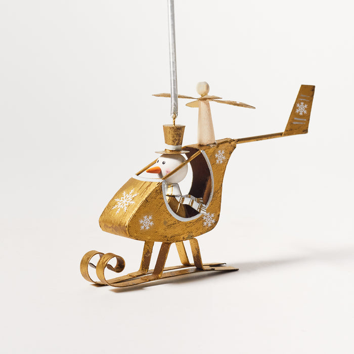 Gold Snowman Helicopter Hanger