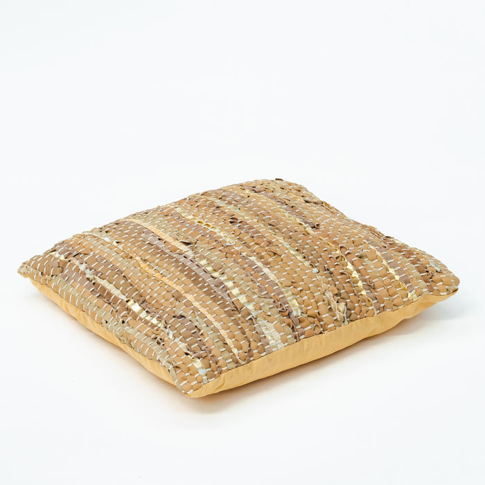 Lg.Square Leather Cushion - Gold