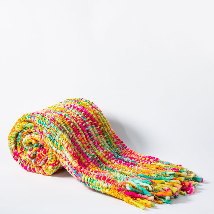 Handwoven Throw - Multi Yellow/Cerise