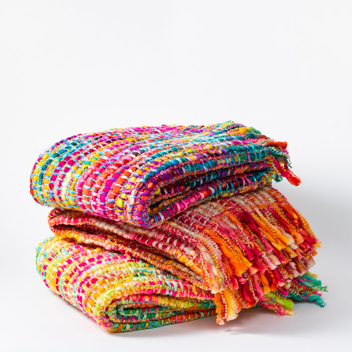 Handwoven Throw - Multi Yellow/Cerise