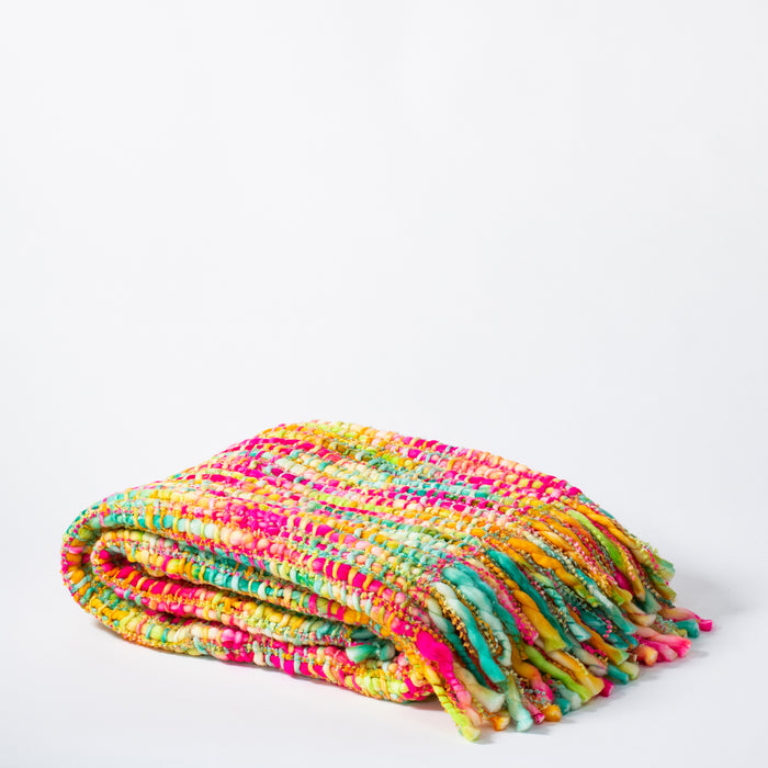 Handwoven Throw - Multi Yellow/Cerise