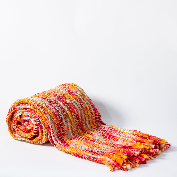 Handwoven Throw - Multi Orange/Red