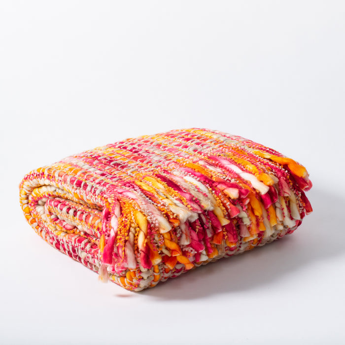 Handwoven Throw - Multi Orange/Red