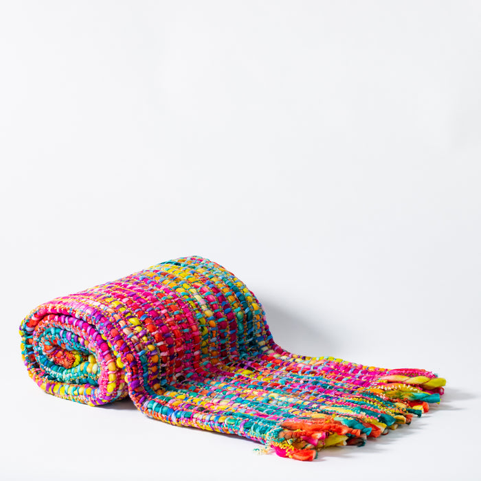 Handwoven Throw - Multi Rainbow