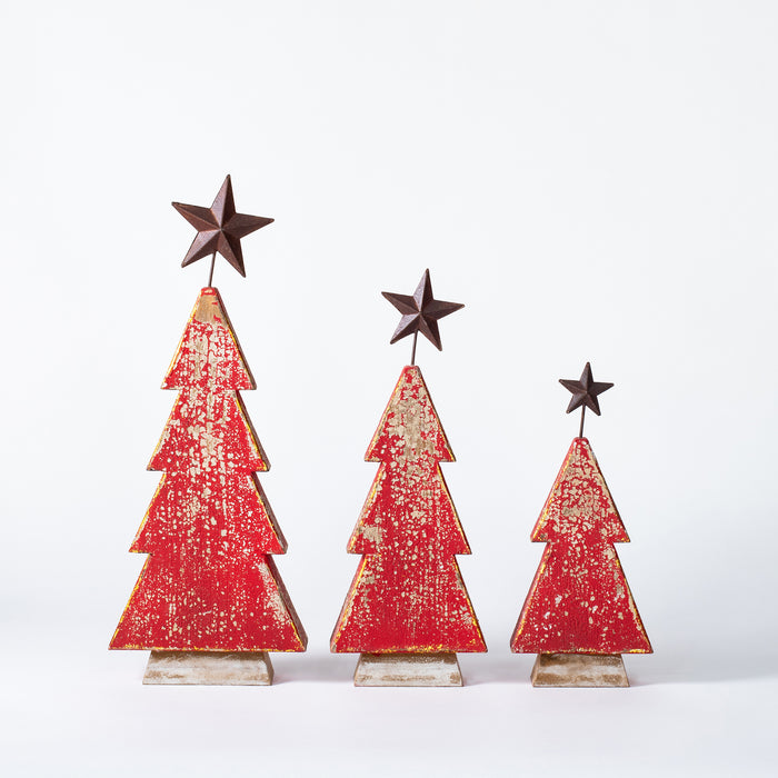 Set of Three Xmas Trees - Red