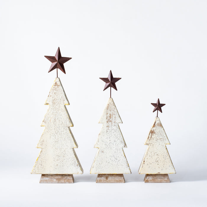 Set of Three Xmas Trees - White