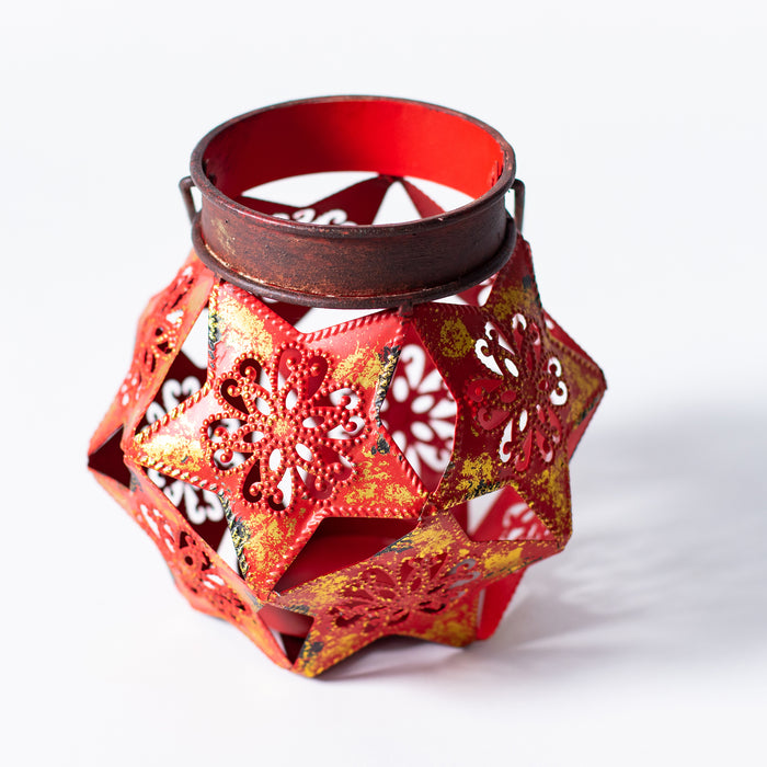 Metal Red Star Handled Votive