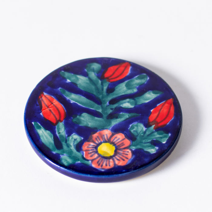 Set of 4 Coasters - Floral Cobalt