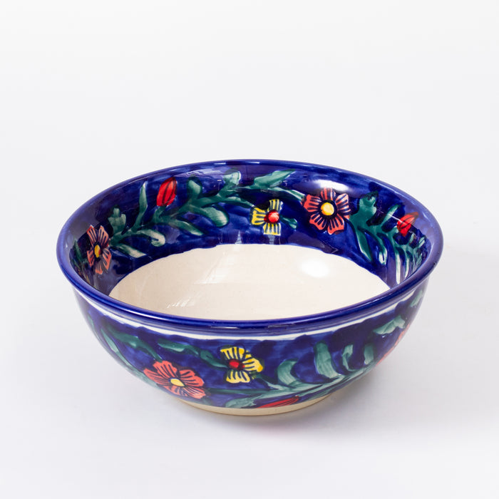 Large Round Bowl  - Floral Cobalt