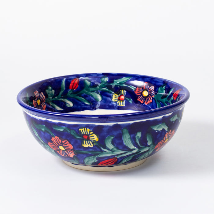 Large Round Bowl  - Floral Cobalt