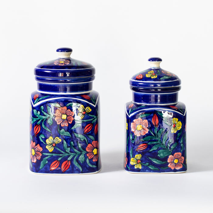 Small Storage Jar  - Floral Blue