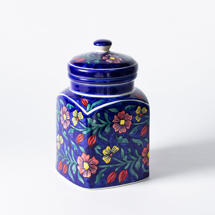 Large Storage Jar  - Floral Cobalt