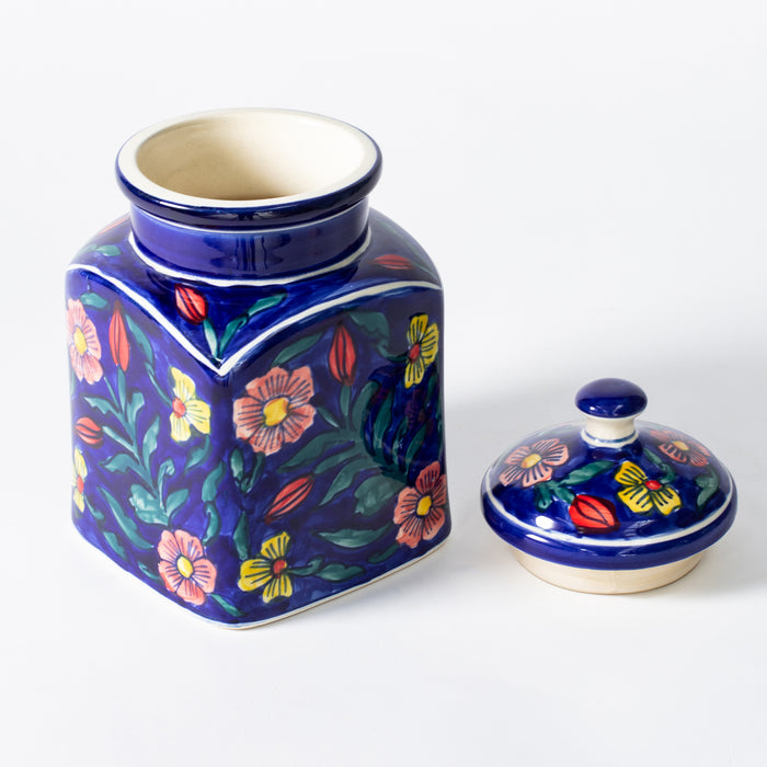 Large Storage Jar  - Floral Cobalt