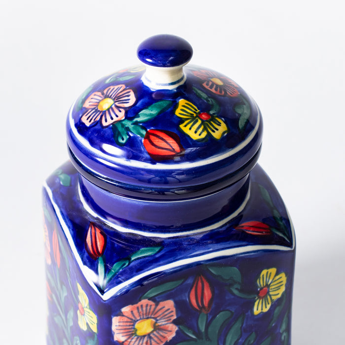 Large Storage Jar  - Floral Cobalt