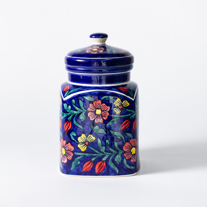 Large Storage Jar  - Floral Cobalt