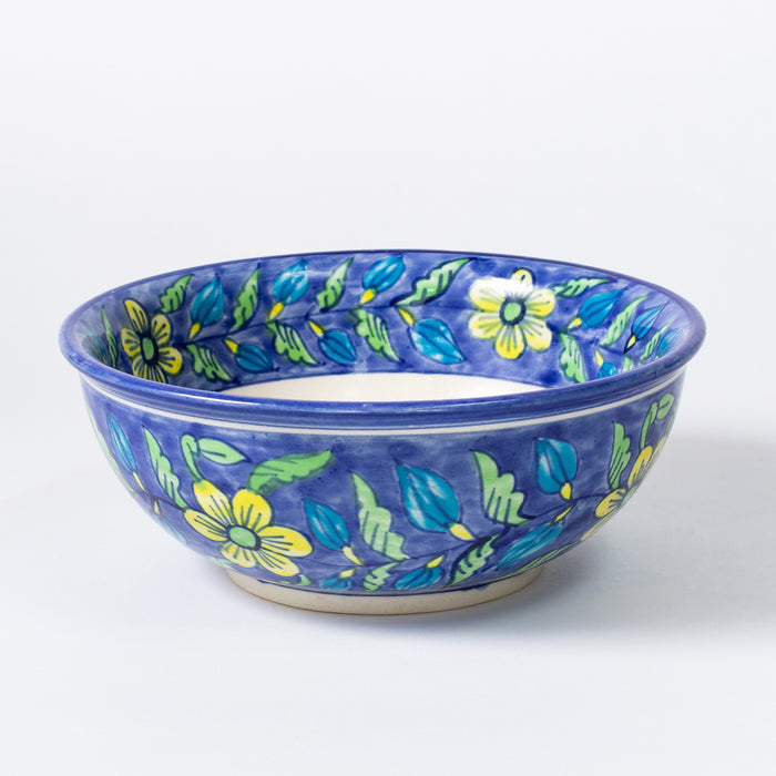 Large Round Bowl  - Floral Blue