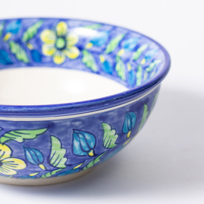 Large Round Bowl  - Floral Blue