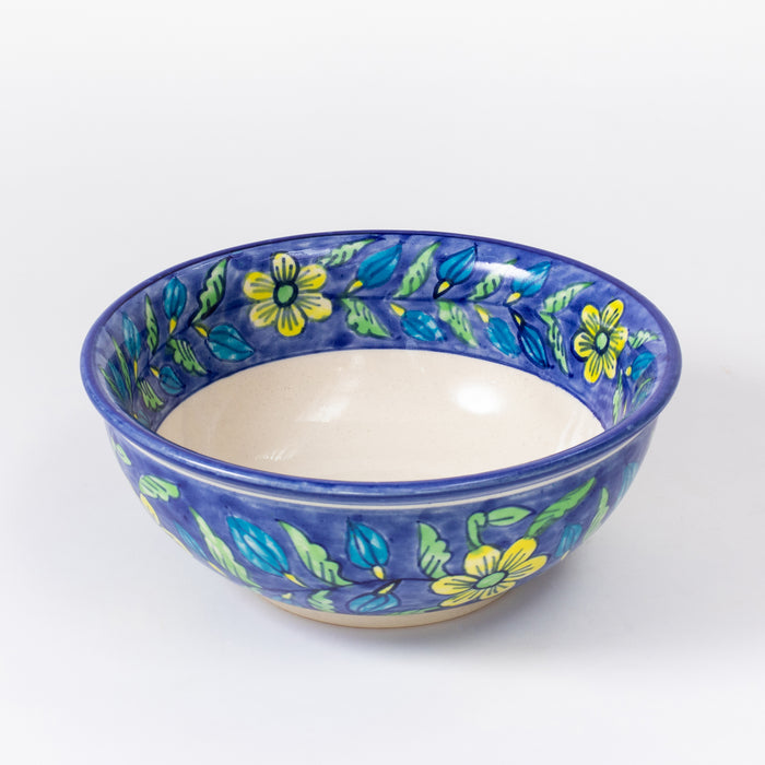 Large Round Bowl  - Floral Blue