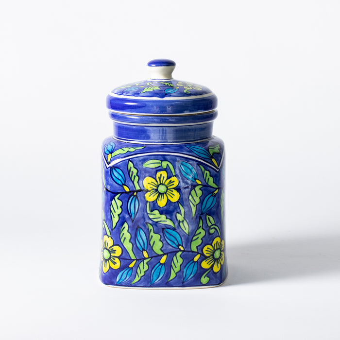 Large Storage Jar  - Floral Blue