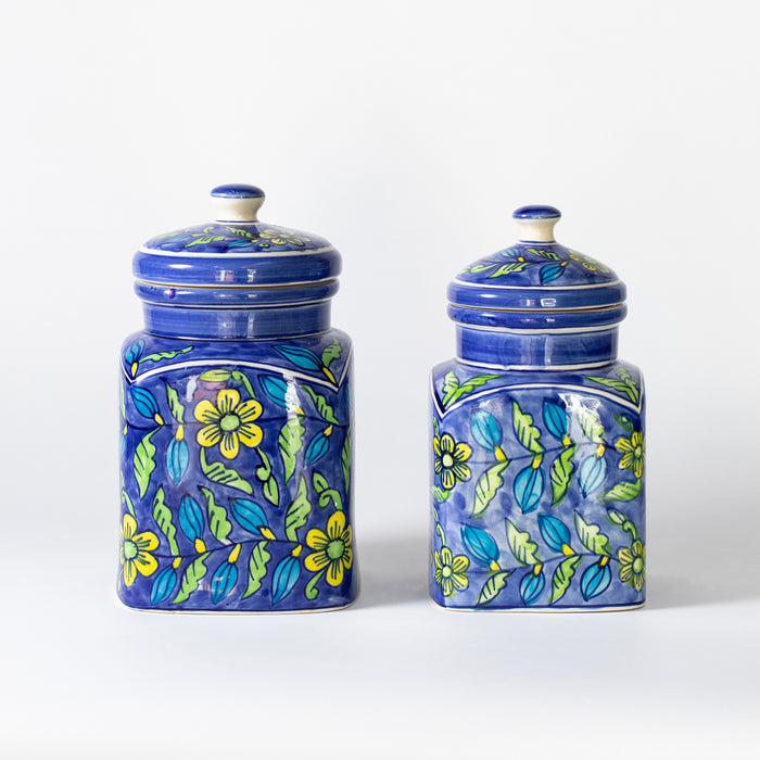 Large Storage Jar  - Floral Blue