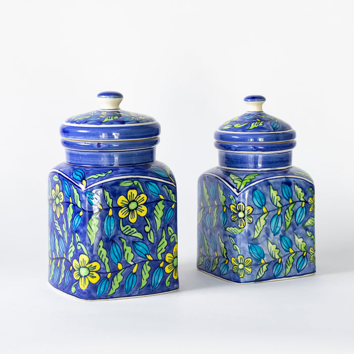 Large Storage Jar  - Floral Blue