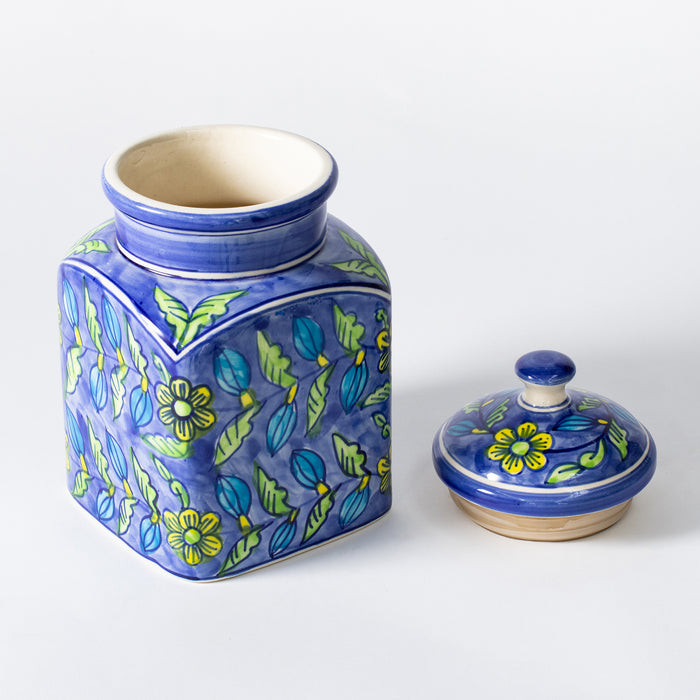 Large Storage Jar  - Floral Blue