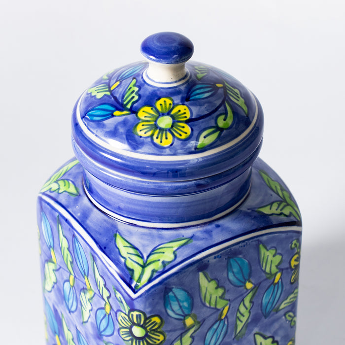 Large Storage Jar  - Floral Blue