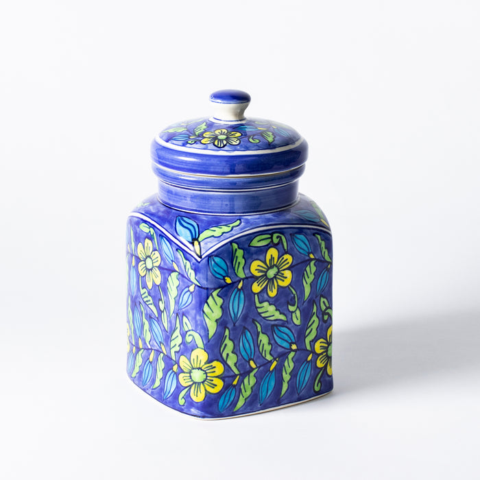 Large Storage Jar  - Floral Blue