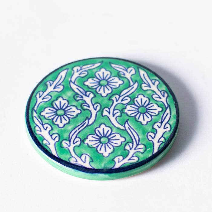 Set of Four Coasters - Floral Teal