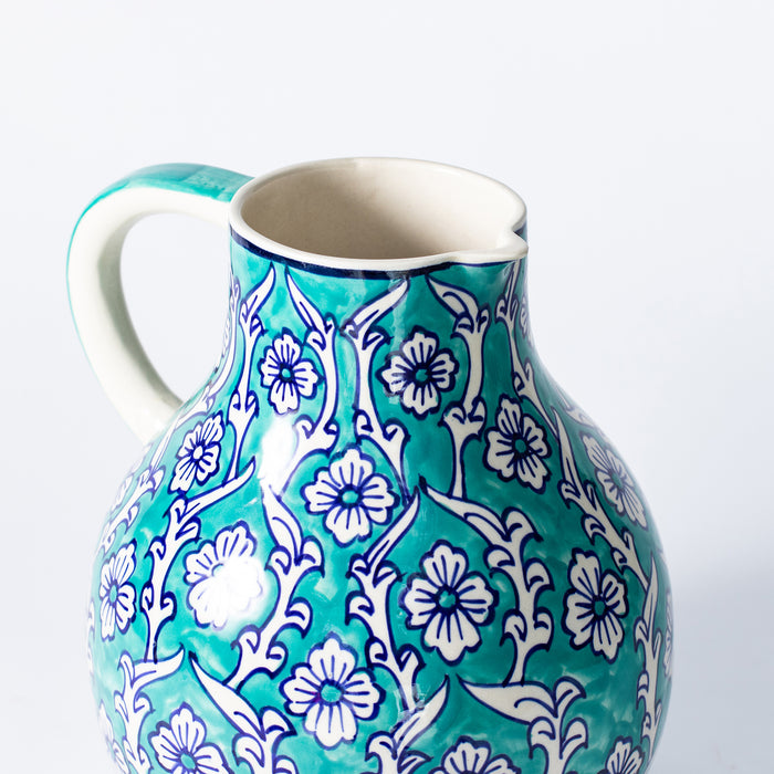 Large Jug  - Floral Teal